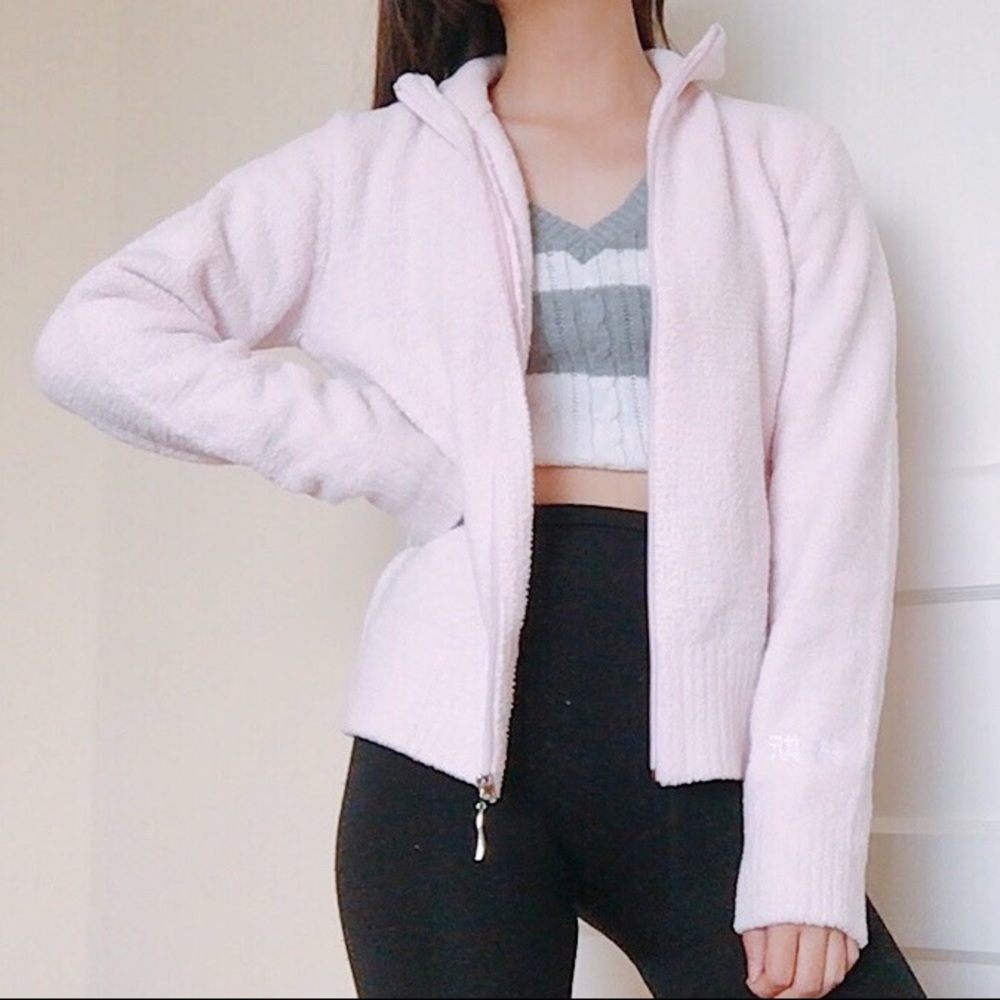 kashwere cashmere pink zip up sweater